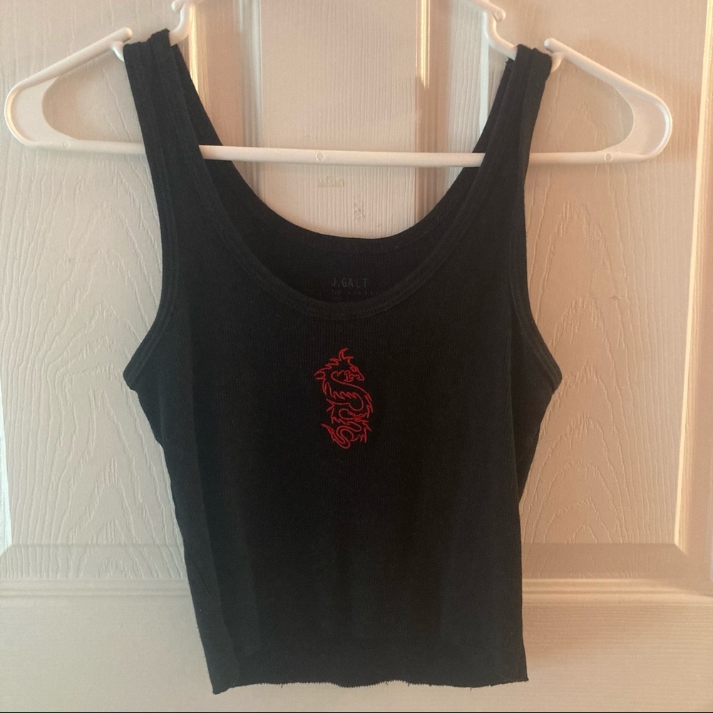 J. Galt ribbed embroidered red dragon tanktop